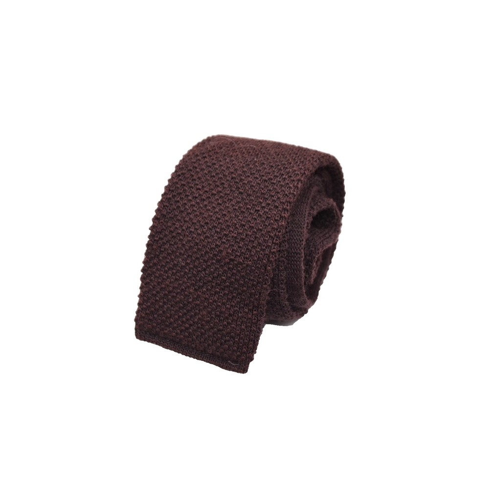 Vintage Private Club Knit Tie Burgundy/Brownish Textured Slim Square End 52"